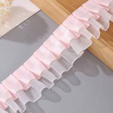 4cm Double Layered Pleated Polyester Sheer Organza Clothing Accessory Skirt Hem Sleeve Cuff DIY Dress Frame Lace Flower Edge