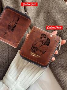 Khắc hình ảnh tùy chỉnh dành cho nam và nữ Ví gấp khắc 2-8 cú va chạm bằng nắm tay Tên Ngày của Cha Ngày lễ tình nhân Quà tặng kỷ niệm Thời trang tối giản Quà tặng sinh nhật - QB007 - Xem 1