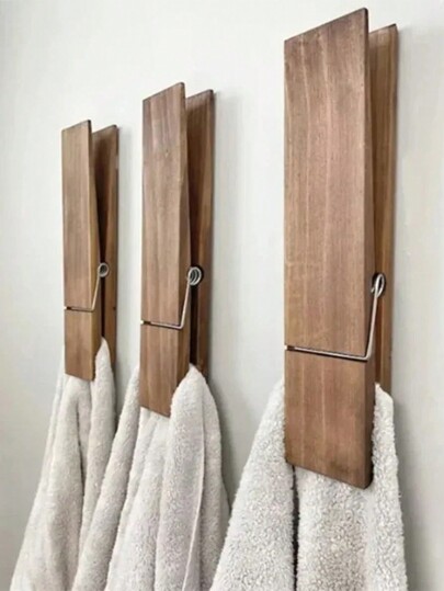 1 pieza de bastidor para toallas grande de madera con ganchos, decoración moderna de la pared para baño y lavandería en estilo de granja