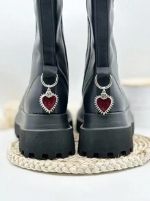 1pair Gothic Eye Heart Shaped Pendant Shoe Buckle, Metal Decoration For Boots, Heels, Bags, Keychains, Dark Style, Suitable For Earrings And Necklaces