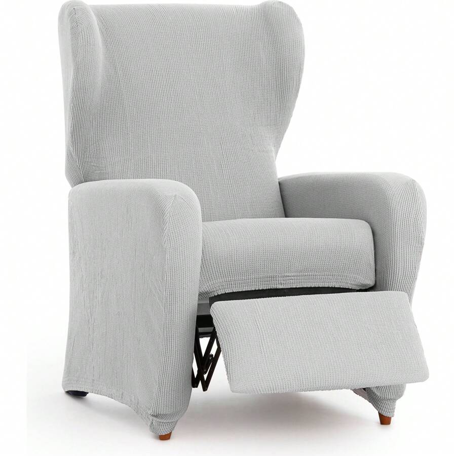 Eysa Wing Chair Cover Elastic Jacquard Fabric Extra Soft Touch - Wing Chair Cover Protection And Style For Your Home 100% Made In Spain - 淺灰色 - 查看 1