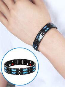 1pc Customized Modular Stainless Steel Adjustable Tennis Bracelet, Titanium Steel Magnetic Bracelet, Punk Rock Style Wristband, Unisex Chain Wristlet Suitable For Travel, Cycling, Party, Music Festival, Birthday Gift For Boyfriend, Father