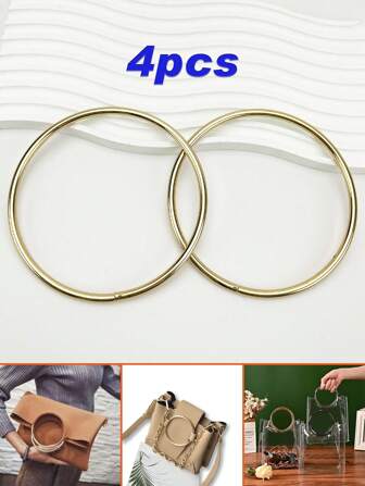 4pcs Gold Metal Circle-Shaped Accessory For DIY Handbag Handles