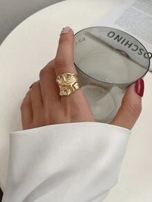 韩国东大门重工夸张极简风S925纯银女戒指不对称凹凸男女通用戒指 - 戒指 - 查看 4