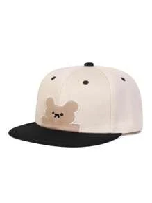 1pc Unisex Kids Cartoon Bear Printed Baseball Cap, Adjustable Hip Hop Hat, Outdoors Sun Protection, Casual For Spring & Autumn, Suitable For Boys & Girls