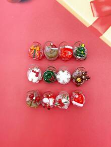 12 chiếc kẹp tóc mini trong suốt hình ông già Noel, tuần lộc, bông tuyết, kẹo, cây thông Noel, chuông, mũ, tất, quà tặng, ngôi sao, mặt trăng cho phụ nữ - Nhiều màu - Xem 2