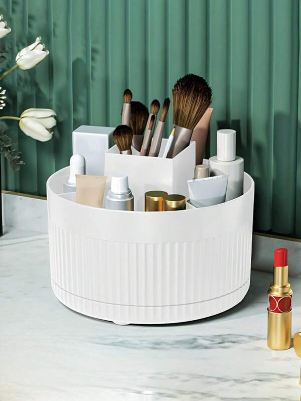 Desktop Rotating Storage Box For Cosmetic Brushes And Makeup, Pen Holder, Organizer,For Holiday Beach, Bathroom Collection, Bedroom Collection, Large Capacity