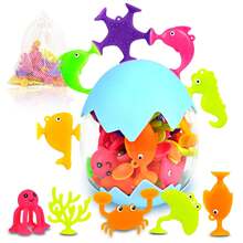 Children's Bath Toys With Suction Cups - 16pcs Silicone Ocean Animal Toys With No Holes, No Molds, And Sensory Window Building Toys For Toddlers, Suitable For Boys And Girls Aged 3-6 Years (Color And Style Random),Bath Toys No Hole,Toys For Girls,Pool Toys For Kids,Bath Toys>Water Toys,Bath Time,Window Toys