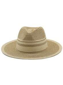 一頂女性草編遮陽帽，編織防曬帽，英倫風格的戶外旅行度假帽 - A - 查看 3