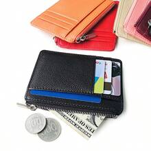 細長拉鍊包，男女通用大容量多卡短款學生錢包 - 棕色 - 查看 2