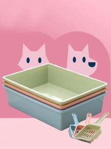 Arenero Gato Extension Anti Derrame Pala Caja Extra Grande(Caja de arena para gatos+Pala para caca de gato) - Rosa - Ver 6