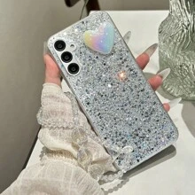 1 chiếc ốp lưng điện thoại màu hồng sao lấp lánh, bóng bẩy dành cho nữ, dùng cho điện thoại Apple & Android, phiên bản quốc tế, không phải phiên bản nội địa. - Hồng - Xem 8