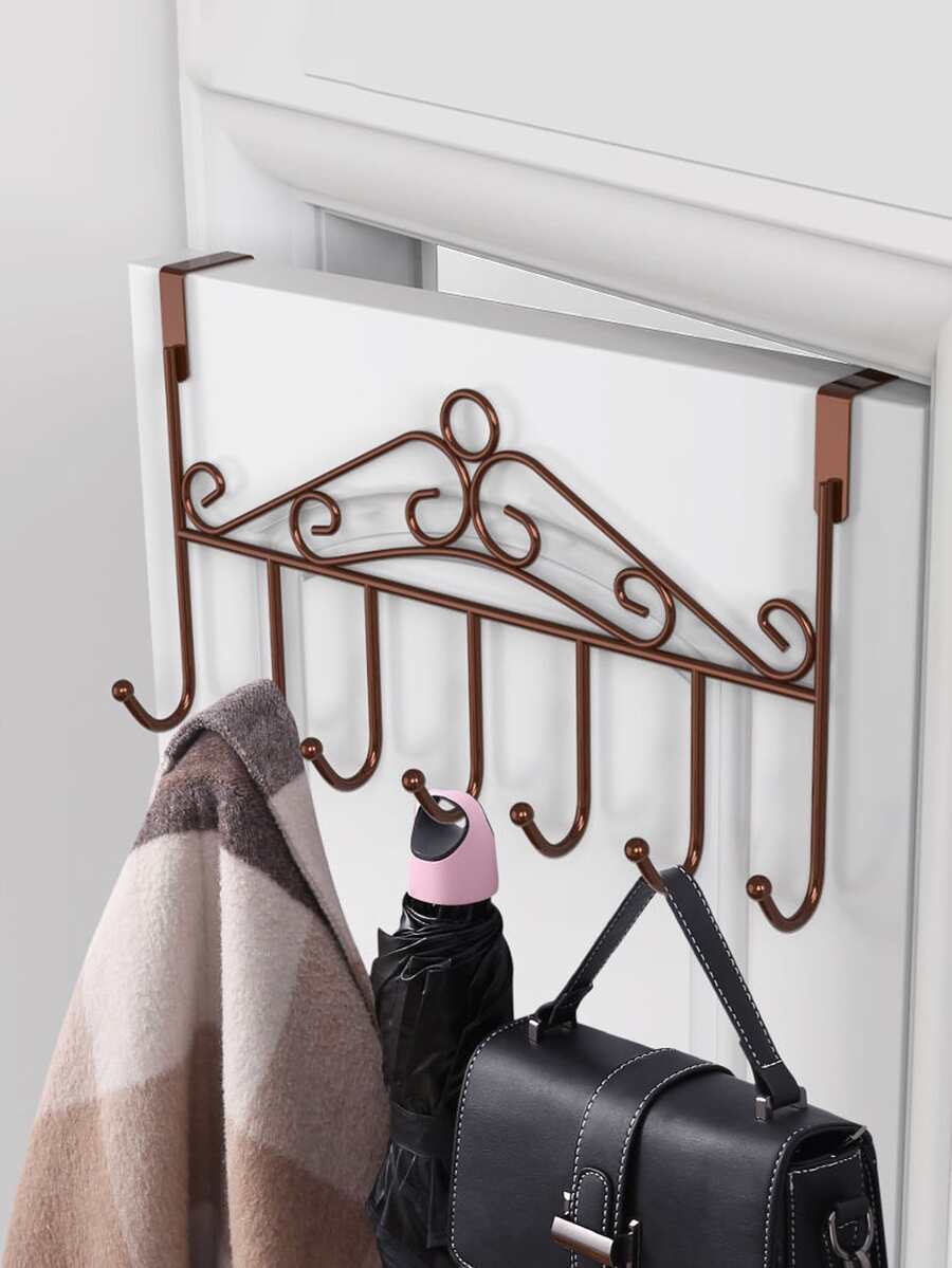 1pc Behind The Door Hook Wall Hanging Hangers Creative Non-Trace Strong Hanging Hook Free Punching Clothes And Hats Storage Rack - Multicolor - View 1