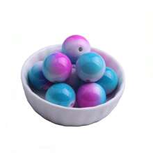 彩色風格20mm 10入組散珠環，亞克力繪畫彩虹迪斯可銀箔爆裂水晶磚珠，適用於粗鍊項鍊、珠寶設計