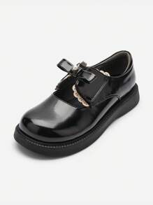 Balabala Zapatos de princesa para niñas Otoño 2024 Nuevos zapatos para niños Artístico estilo retro con moño Zapatos para bebé
