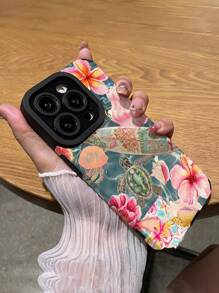 夏季手机壳 1 件装海龟壳纹理防震防指纹手机壳，适用于苹果和型号 - 彩色 - 查看 5