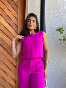 Women Two-Piece Outfits - Pink - View 2