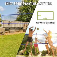 Outdoor Portable Volleyball Net System, Adjustable Height Steel Poles, Professional Volleyball Set With PVC Volleyball, Pump, Carrying Bag, Heavy Duty Volleyball Net For Backyard, Beach, Lawn - Blue - View 7
