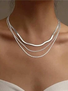 1-3pcs/Set Stainless Steel Snake Chain, Twist Chain, Knife Pendant Necklace Set - Stainless Steel Necklace - View 1