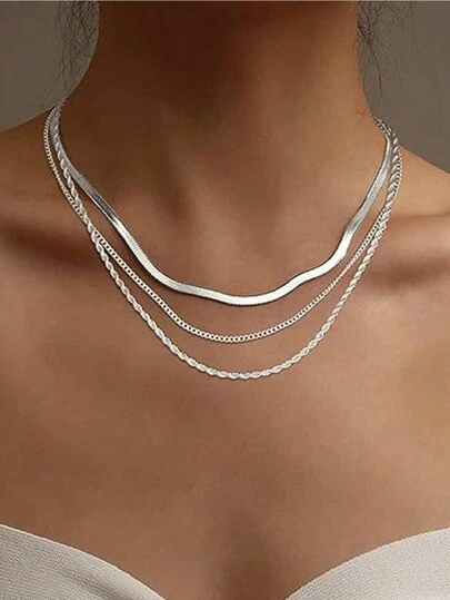 1-3pcs/Set Stainless Steel Snake Chain, Twist Chain, Knife Pendant Necklace Set