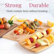 50/90入組一次性竹籤，天然竹製（90入組，2.5mm和3.0mm直徑/50入組，3.5mm和4.0mm直徑），適用於燒烤，開胃菜，水果，雞尾酒，烤肉串，巧克力噴泉，廚房，手工藝品和派對 - 彩色 - 查看 6