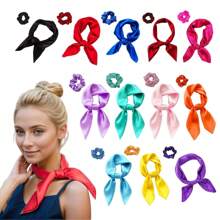 Masacada de seda para mujer. Pañuelo satín grande. Uniforme bufanda - Rojo - Ver 6