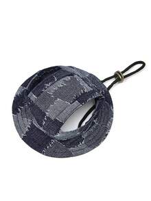 BLACKPUPPY 夏季可調式寵物遮陽帽，狗狗漁夫帽，帶遮陽板的寵物帽 - 黑色 - 查看 5