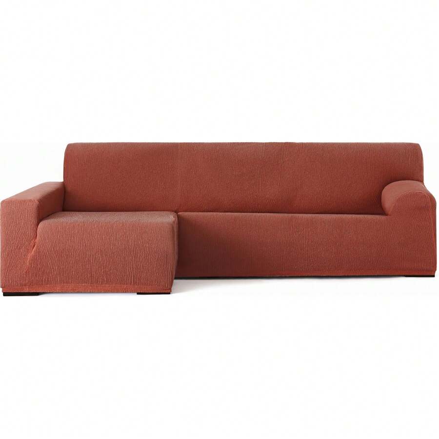 Eysa | Housse de canapé pour méridienne avec bras long gauche en tissu élastique jacquard – Housse de canapé pour méridienne avec bras droit extra doux au toucher et style pour votre maison 100 % fabriquée en Espagne - Orange - Voir 1