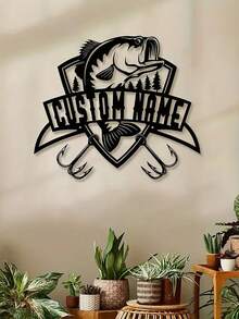 فن حائطي مخصص للصيد بالصنارة للكلب القرش، لافتة ديكور حائطية مزرعة شخصية، اسم معدني لتزيين حائط قابل للتخصيص، مناسبة للفناء/الفناء الخلفي/الهدايا