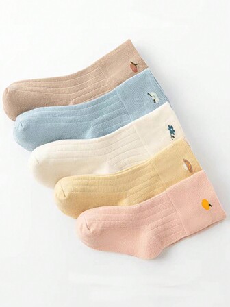 5 Pairs Newborn Baby Socks, Loose Rim Seamless Cartoon Children Socks, Spring/Autumn