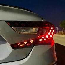 2个心形刹车灯贴纸，可爱情侣汽车贴纸，蜂窝状乙烯基装饰贴纸，通用DIY汽车贴纸 - 黑色 - 查看 8