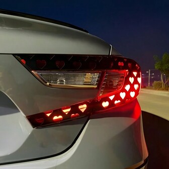 2pcs Heart-Shaped Brake Light Stickers, Cute Couple Car Decals, Honeycomb Vinyl Decorative Stickers, Universal DIY Car Stickers