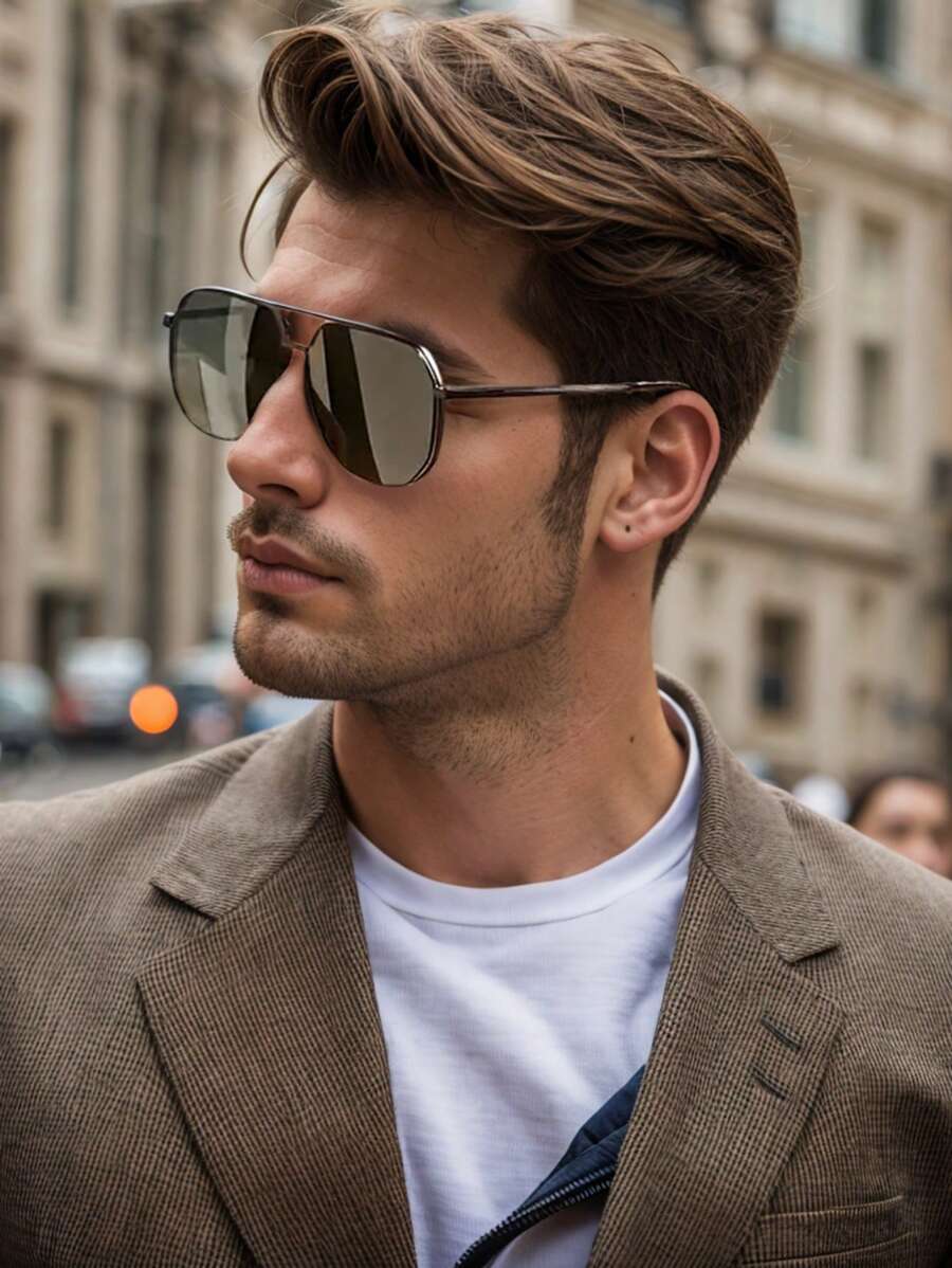 1pc Men's Outdoor Lightweight Fashion Glasses - The Ideal Gift For Him - Versatile For Daily Wear Beach Accessories Glasses Shades Looks Street Style And Suit For Sweater Jacket Sweatshirt Hoodie Leather Pants And Cargo Pants For Summer Beach Vacation,Outdoor,Travel - Polarized Sunglasses - View 1