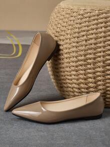 MonaNise Women's Pointed Toe Fashion Mint Green, Purple Flat Shoes, Outdoor Casual Champagne High-End, Red Versatile Yellow Slip-On Comfortable Black Shoes - Khaki - View 6