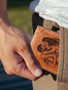 Khắc hình ảnh tùy chỉnh dành cho nam và nữ Ví gấp khắc 2-8 cú va chạm bằng nắm tay Tên Ngày của Cha Ngày lễ tình nhân Quà tặng kỷ niệm Thời trang tối giản Quà tặng sinh nhật - QB007 - Xem 8