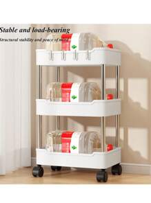 1 pieza Carrito de cocina, estantería móvil para sala de estar, dormitorio, balcón, carrito de almacenamiento de especias y verduras (sin ganchos incluidos) - Blanco - Ver 8