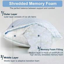 Body Pillow For Adults - Shredded Memory Foam & Zippered Cooling Cover - Long Pillow For Sleeping - Bed Pillows For Side Sleeper - Branco - Visão 4