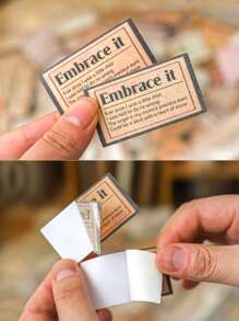 100 Cái/gói Washi Bộ Miếng Dán Vintage Thẻ Chữ Số & Thơ In Giấy Tự Dính Cho Thêu Sò & DIY Trang Trí - Nhiều màu - Xem 4