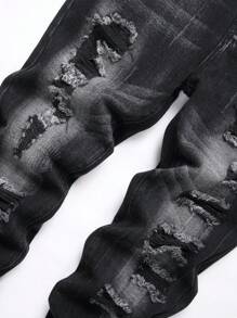 Jeans skinny diritti neri slavati e strappati stile europeo e americano per uomo