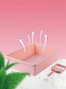 Arenero Gato Extension Anti Derrame Pala Caja Extra Grande(Caja de arena para gatos+Pala para caca de gato) - Rosa - Ver 3