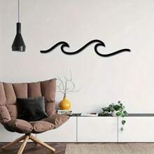 1 szt. Żelazna grafika Ocean Wave Line Art Metalowa ściana do montażu, prosta czarna naklejka dekoracyjna Sea Lover Art Wall Sign, salon sypialnia domowa dekoracja ścienna, prezent