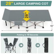 New 28In Folding Camping Cot For Adult, Pearl Cotton Pad Portable Sleeping Cot With Mattress, Outdoor Heavy Duty Cot Bed For Camp With Carry Bag For Home, Office, Camp, Travel, Vacation(Max Loading 500lbs)