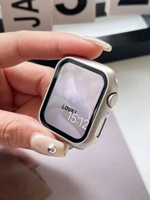 1pc Unisex Starlight Color Matte 2-In-1 Anti-Fall Ultra-Thin Tempered Glass Protective Case, Spray Painting Fashionable Cute Watch Cover Compatible With Apple Watch Series Ultra/SE/11/10/9/8/7/6/5/4/3/2/1, 38/40/41/42/44/45/46/49mm, Smart Watch Accessory