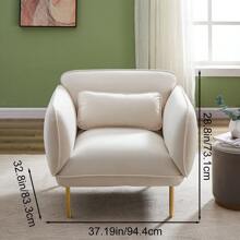 Luxurious Oversized Accent Armchair With Velveta Upholstery And Sleek Metal Legs, Spacious Single Sofa Chair For Elegant Home Decor, Living Room, Bedroom, Apartment – Sturdy & Comfortable - 米色 - 查看 4