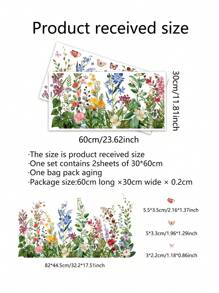 1 Set Of Plant/Flowers/Butterflies/Dragonflies Kick Line Wall Sticker For Home Decoration,Stickers,Wall Decal, Vinyl Decal For Home Decorations,Spring Decoration Items Refresh Your Home,Rama Decoration Stickers Gifts Birthday Graduation - Multicolor - View 9