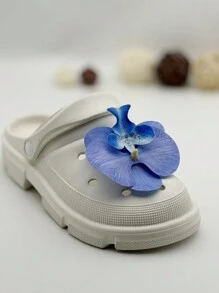 1pair Blue Butterfly Orchid Artificial Flower Shoe Clip 3D Film For Headbands, Clothing, Shoes, Hats Decoration Accessories - Blue - View 5