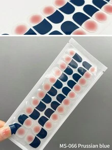 22 Elegant And Stylish French Nail Stickers, Pink Blush Gradient Multicolour French Nail Sticker Set, Simple And Versatile White Nails / Fresh Sky Blue Nails / Low-Key Luxurious Prussian Blue Nails