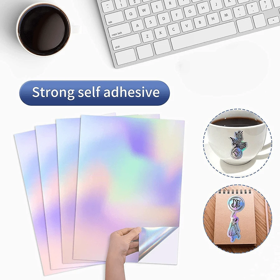 40 Sheets A4 Holographic Stickers, Printable Vinyl Sticker Paper, Self ...