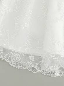 Vestido blanco de bautizo para bebé niña con encaje y gorro, 0-2 años - Blanco - Ver 4