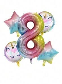 Ensemble de 5 ballons licorne en forme de chiffre avec couleur dégradée de 32 pouces, ballon arc-en-ciel à l'hélium, décoration de fête à thème licorne pour la décoration de fête d'anniversaire - Multicolore - Voir 13